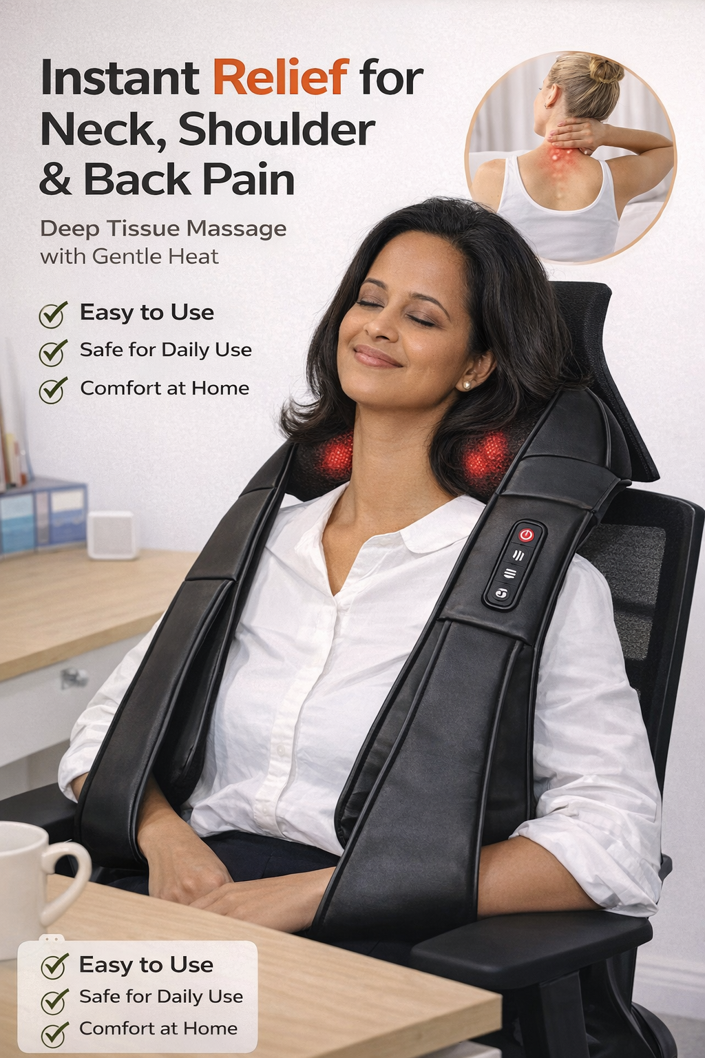 Tira Masseuse for Back, Neck, and Shoulder Pain with Heat